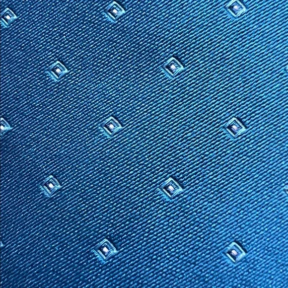 Oscar de la Renta Silk Tie Blue Teal Geometric Pattern Classic Designer Necktie - Picture 5 of 5